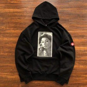 Cavermpt Black Long Sleeve Sweatshirt Portrait Hood Abstract Print